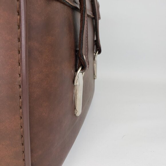 Vintage Brown Leather Hard Side Zipper Drop Front Camera Bag Case 14"X 10"X 7" - Picture 16 of 16